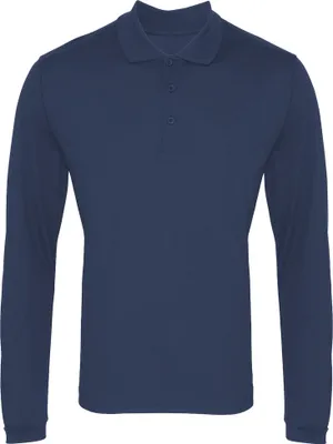 Produktbild von Premier Herren Coolchecker Pique Polo-Hemd, langärmlig RW4934 (XL) (Marineblau)
