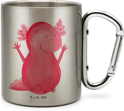 Produktbild von Mr. & Mrs. Panda thermotasse Axolotl Hurra - Transparent - Geschenk, Teetasse, Teebecher, Lurch, Freude, Isolierbecher, Thermobecher, Edelstahlbecher, Spaß