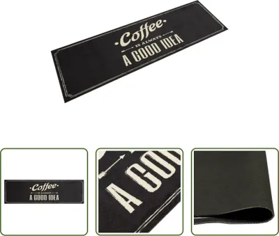 Immagine prodotto di The Living Store Tappeto da cucina lavabile caffè 45x150 cm velluto