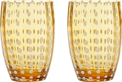 Produktbild von Zafferano Perle Bernsteinglas - mundgeblasenes farbiges Glas, 32 cl, handgefertigt - Set mit 2 handgefertigten Bechern für Wasser oder Cocktails