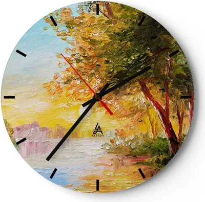 Produktbild von Wanduhr - Rund - Glasuhr - natur natur - 30x30cm - Schleichendes Uhrwerk - Lautlos - zum Aufhängen bereit - Dekoration Modern - Wanddekoration aus Glas - C3AR30x30-3445