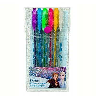 Immagine prodotto di Penne gel glitterate Frozen, 6 pezzi.