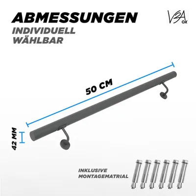 Produktbild von Handlauf Treppengeländer aus Edelstahl Geländer Wandhandlauf Brüstung V2Aox, Länge:50 cm