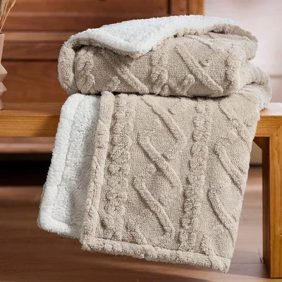 Produktbild von Ibenzoa® Sherpa-Fleece-Kuscheldecke, doppelseitig (220/250 GSM) – weich & warm für Sofa und Schlafzimmer, leicht, maschinenwaschbar 30–60°C, Geschenkbox