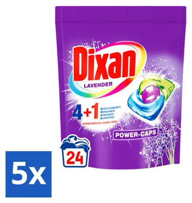 Produktbild von 5 x Dixan Power Caps Extreme Power Lavendel Waschmittelkapseln für Buntwäsche - Vorteilspackung - 5 Stücke