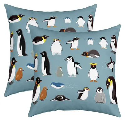 Obrázok produktu pre Poťahy na vankúše s motívom tučniakov, 50x50 cm, 2 kusy, polyester, dekoratívne vankúšové poťahy