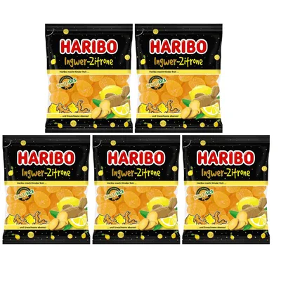 Produktbild von Ingwer-Zitrone-Gummibärchen 160 g – Haribo – 5er-Pack