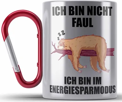 Produktbild von Trendation - Lustige Faultier Sprüche Edelstahl Tasse Karabiner Mitarbeiter Geschenk Arbeitskollege Kollege Kollegin Abschiedsgeschenk (Rot)