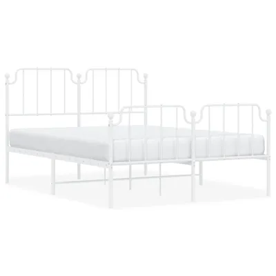 Produktbild von vidaXL Bettgestell mit Kopf- und Fußteil Metall Weiß 150x200 cm