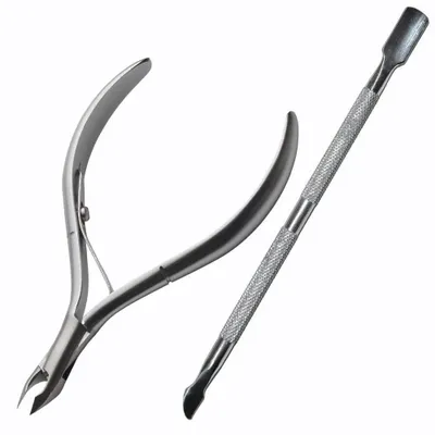 Productafbeelding van Nagelriemknipper nagelriemtang - Roestvrij staal - 11 cm - Set met nagelriemschuiver - Manicure en pedicure