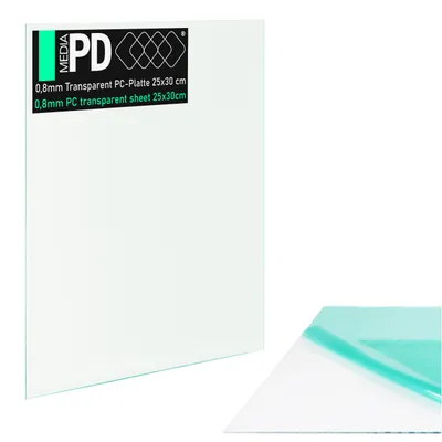 Produktbild von Polycarbonat Platte 25x30 cm 0,8 mm Transparent PC Folie Bastelplatte Modellbau Kunststoffplatte durchsichtig
