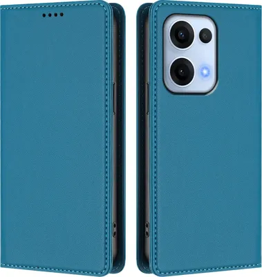Produktbild von Handyhülle für Oppo Reno13 5G, Kunstleder Klapphülle Stoßfeste Magnetische Hülle mit Ständer Blau