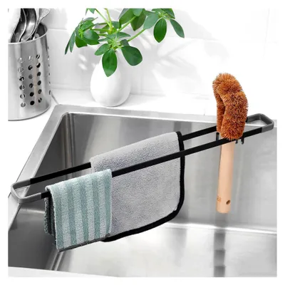 Produktbild von Organizer für Spülbecken, Multifunktionales Abtropfgitter in Schwarz, 43 cm