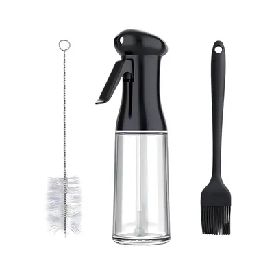 Immagine prodotto di Flacone spray per olio 200 ml - nero, vetro, antigoccia | Nebulizzatore di aceto e olio per cucina, grill e friggitrice ad aria calda