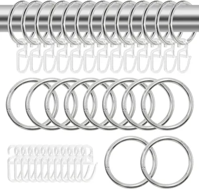 Obrázok produktu pre Krúžky na závesy 50 ks, 30 mm vnútorný priemer, pre okrúhle tyče na závesy, strieborné