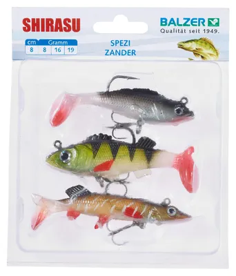 Produktbild von Balzer Shirasu Zielfisch-Set Zander 8cm - Gummifisch Set