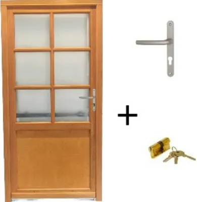 Image de Porte De Service Bois vitree Naxos (Capucine), H215 x L90 p.Gauche + Poignee Et Barillet (ref 01245F924)