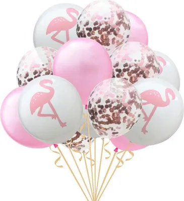 Produktbild von Oblique Unique Flamingo Konfetti Luftballon Set 15 Stk Kinder Geburtstag JGA Ballons rosa weiß