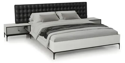 Produktbild von Modernes Doppelbett Weiß Design Polsterbett Bett für Schlafzimmer Ehebett