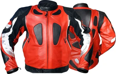 Produktbild von German Wear, Lederjacke Motorradjacke aus Kalbsleder Kombijacke Signalrot/Schwarz, Größe:52/L