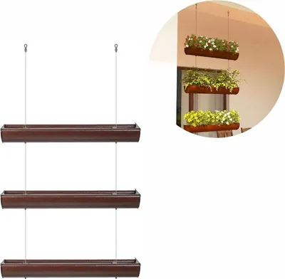 Obrázok produktu pre Súprava 3 kvetináčov, závesná, dĺžka 75 cm bronz
