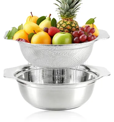 Edelstahl-Sieb mit Schüssel, 23 cm, silber