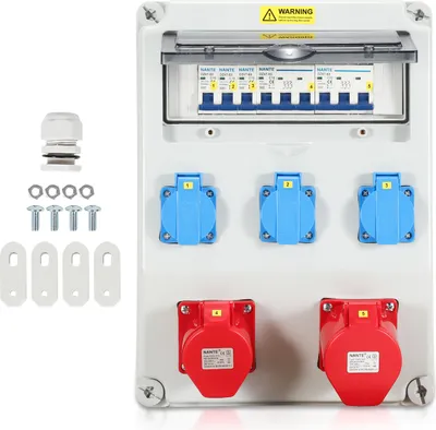 Zdjęcie produktu dla Jopassy rozdzielacz zasilania budowlany rozdzielacz naścienny CEE gniazdo zasilania IP44 na budowę 1X32A 1X16A 3x230V Z LS