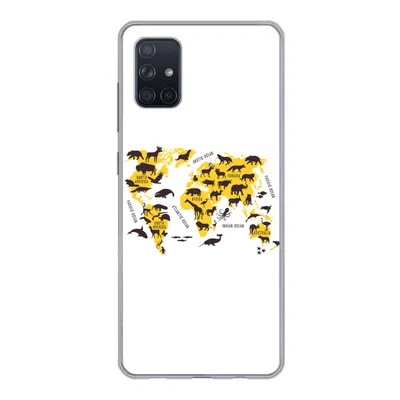 Produktbild von MuchoWow® Handyhülle Schutzhülle Hülle für Samsung Galaxy A71 Weltkarte - Tiere - Gelb Silikon Softcase Handy Hülle - Kartenbesitzer