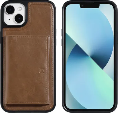 Produktbild von UNIQ Accessory iPhone 14 & 15 Plus Hardcase Backcover - Whiteh removable card holder - Dark Brown