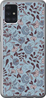 Produktbild von MuchoWow® Handyhülle Schutzhülle Hülle für Telefoonhoesje Samsung Galaxy A52 5G Muster - Blume - Grau - Blau Silikon Softcase Handy Hülle - Umschlag