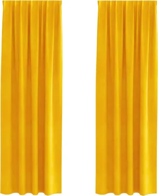 Image de vidaXL Rideaux occultants 2 pcs jaune moutarde 140 x 225 cm velours