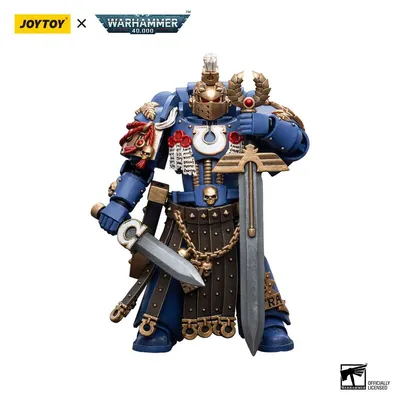 A Warhammer 40,000 action figure of an Ultramarines Honour Guard Chapter Champion.