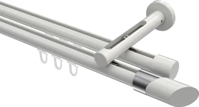 Produktbild von Interdeco Innenlaufstange / Gardinenstange mit Innenlauf Weiß, Typ Siteno Verano (Schräge Bicolor), 20 mm Ø 2-läufig, 180 cm