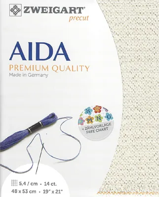 Produktbild von AIDA Zweigart precut 14 ct. Stern-Aida 3706 Farbe 118 natur gold Polyester, Zählstoff für Kreuzstich 48x53cm