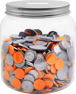 Imagen del producto de Caja transparente, grande, de plástico, para monedas, ideal para niños