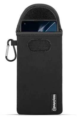 Productafbeelding van MobyDefend Hoesje - Geschikt voor OnePlus Nord CE 2 Lite - Neopreen Pouch Met Karabijnhaak - Insteek - Riemlus - Zwart