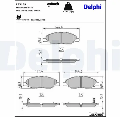 Produktbild von DELPHI Bremsbeläge Satz Vorne Bremsklötze für NISSAN MICRA III (K12) LP3169