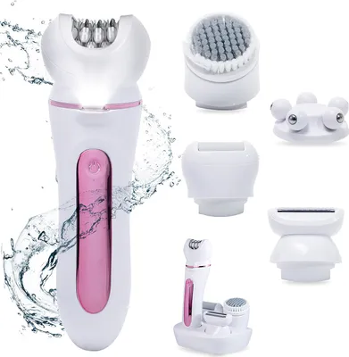 Produktbild von 5-in-1-Elektrorasierer für Frauen – multifunktionales Haarentfernungsgerät mit austauschbaren Köpfen, IPX7 wasserdicht mit LED-Licht