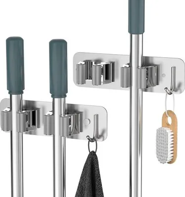 Productafbeelding van Unyqoos® zelfklevende gereedschapshouder voor wandmontage – roestvrij staal, antislip siliconen, ruimtebesparend, schroefbaar (tot 15 kg)
