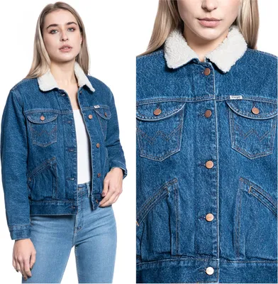 Produktbild von WRANGLER Damen, Jeansjacke SHERPA, S, Blau, jeansmantel, , jeansjacken