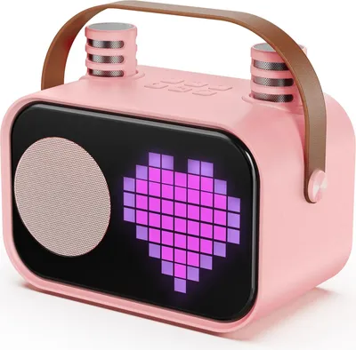 Obrázek produktu pro Reproduktor Bluetooth, karaoke, dva mikrofony, růžový