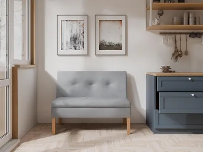 Produktbild von JKG Meble Essbank für Küche - Sitzbank Esszimmer mit Aufbewahrungsbehälter - Esszimmerbank Küche - Velours - Küchensofa - Grau - 130cm