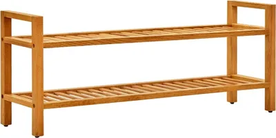 Image de Étagère à chaussures à 2 niveaux 100x27x40 cm Chêne massif