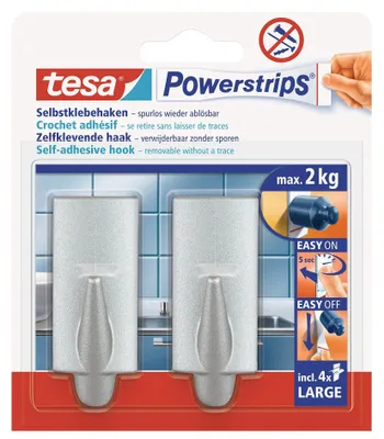 Produktbild von TESA 58055-00004, Universalhaken, Chrom, Kunststoff, 2 kg, 2 Stück(e), Sichtverpackung