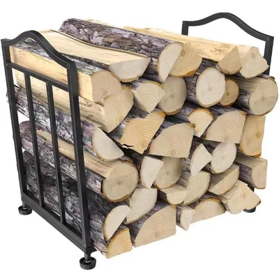 Zdjęcie produktu dla Stojak na drewno do kominka, metalowy, wymiary: 50 x 27,9 x 42,6 cm