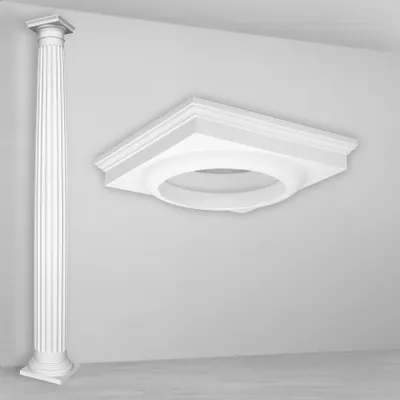 Immagine prodotto di Capitello per colonne | Superficie preverniciata | Resistente agli urti | Classico | Barocco | Elemento decorativo | Stucco | Bianco |Poliuretano| N1020-1F | Diametro 140 mm