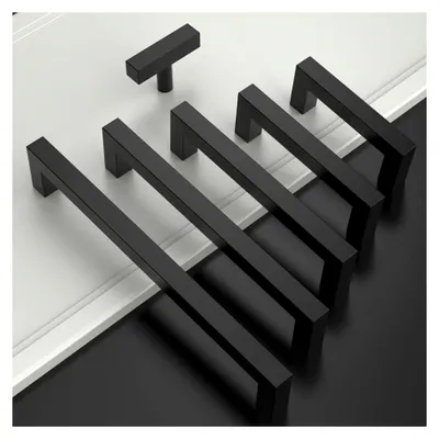 Produktbild von 10 Stück Möbelgriffe Edelstahl Schwarz 128mm Lochabstand für Schubladen und Schränke