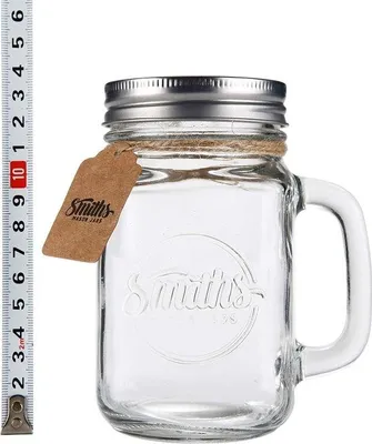 Produktbild von Unyqoos® 4er-Set Trinkgläser 473 ml (16 oz) aus Glas mit Deckel, Metallstrohhalmen & Henkel – für Smoothies, Milkshakes, Säfte, Limonade & Overnight Oats