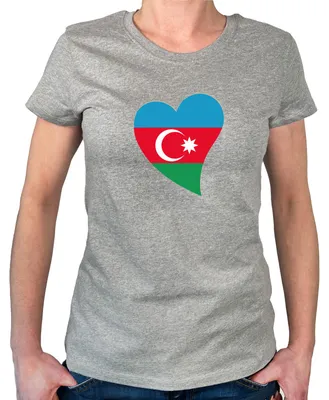 Produktbild von Huuraa Damen T-Shirt Aserbaidschan Flagge Herz S Sport Grey Bio Baumwolle Fairtrade Damenshirt Geschenkidee