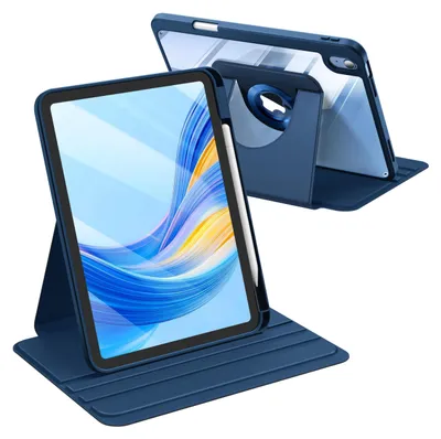 Produktbild von Fintie Rotierende Hülle für iPad (A16) 11./10. Generation 2025/2022 mit Stifthalter – 360 Grad Drehbare Schutzhülle mit Transparente Acryl-Rückseite, Stoßfester Rahmen, Auto Wachen/Schlafen, Blau